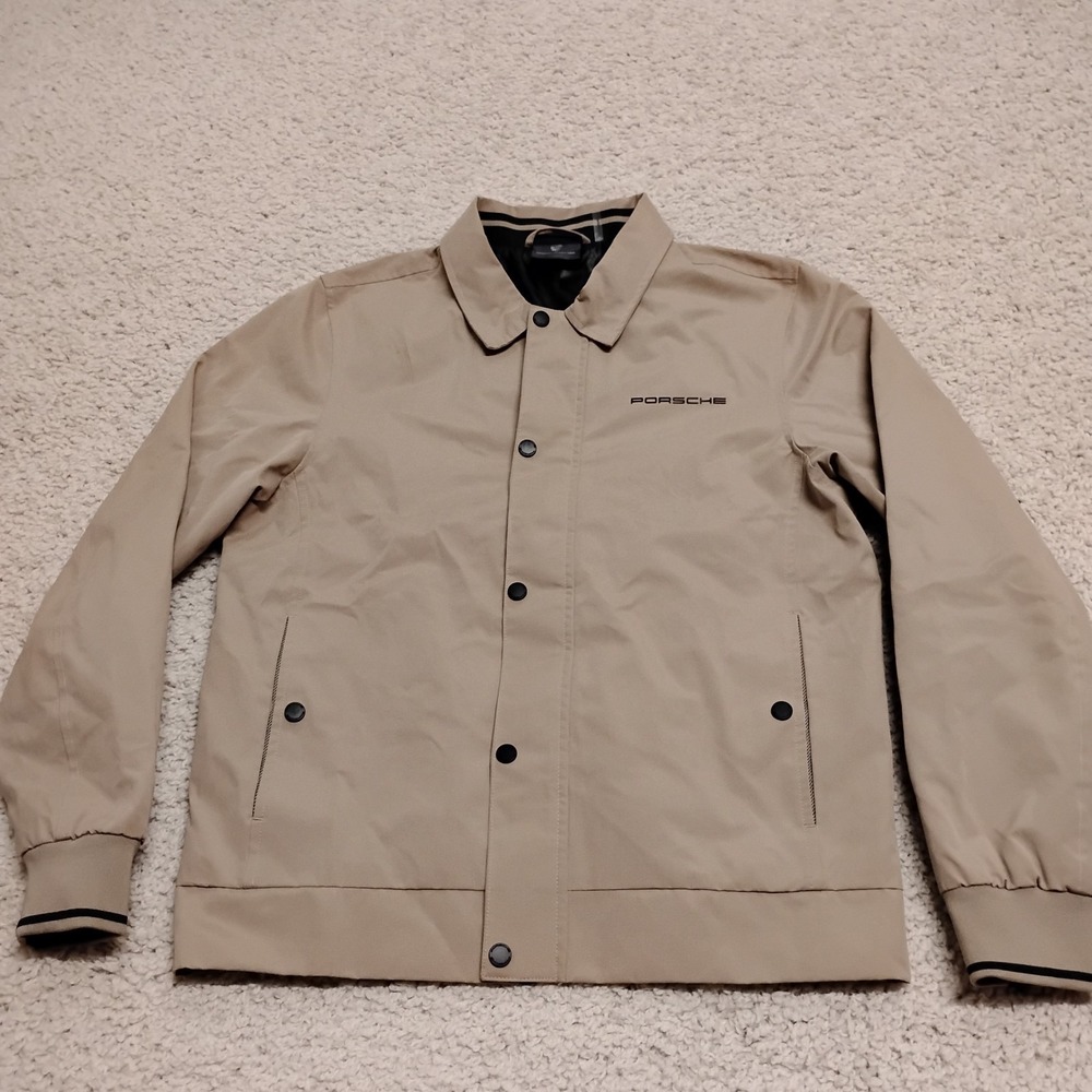 Porsche Jacket Mens XS Beige Snap Zip Coat Racing Cars 911 Special 60Y Driver